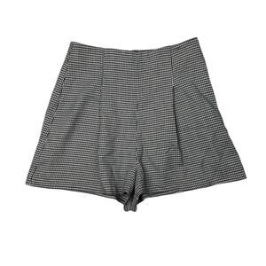 Leith High Waisted Pleat Front Shorts Herringbone Black White Womens S Small